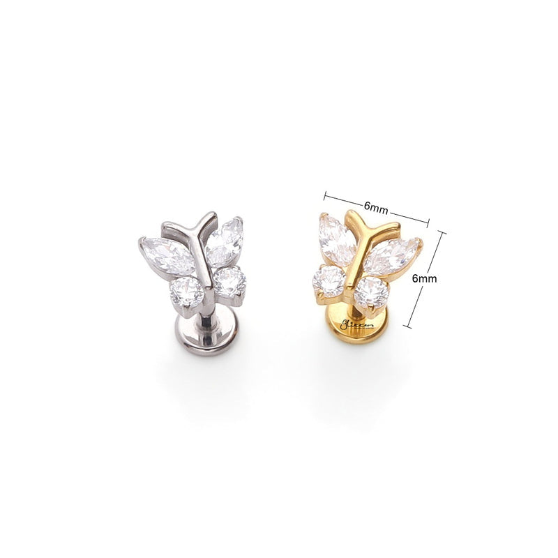 BUTTERFLY FLAT BACK STUDS (PAIR)
