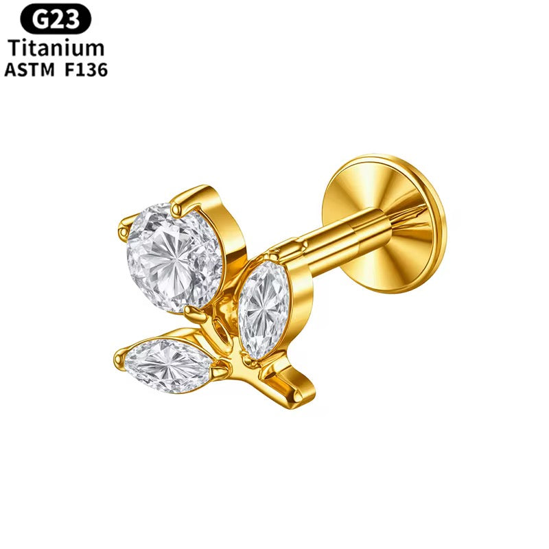 ROSE BUD FLAT BACK STUDS (PAIR)